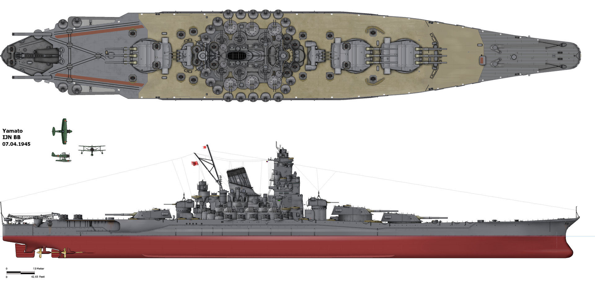 Silhouette profile of the Battleship Yamato